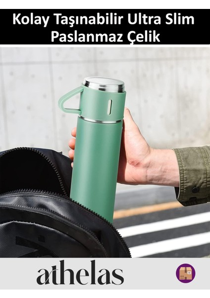 Sus 304 Paslanmaz Çelik 500 ml 3 Bardaklı Set Vakumlu Termos Içecek 500 ml Çelik Pembe 12 Saat Kutul modelleri