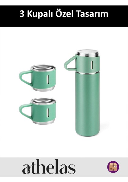 Sus 304 Paslanmaz Çelik 500 ml 3 Bardaklı Set Vakumlu Termos Içecek 500 ml Çelik Pembe 12 Saat Kutul fırsatları