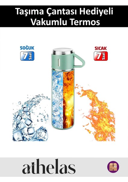 Sus 304 Paslanmaz Çelik 500 ml 3 Bardaklı Set Vakumlu Termos Içecek 500 ml Çelik Pembe 12 Saat Kutul indirimleri