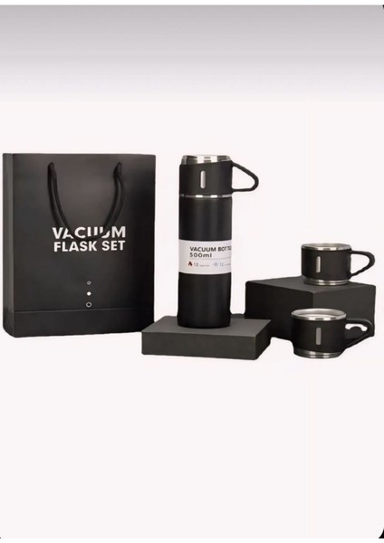 Çantalı 500ML 3 Adet Bardaklı Çelik Termos Seti (606) 0,42 L Çok Renkli modelleri