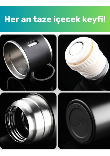 Vacuum Termos Paslanmaz Çelik 500 ml Sıcak-Soğuk Termos Seti 3 Bardaklı Içecek 500 ml Paslanmaz Çel fiyatları