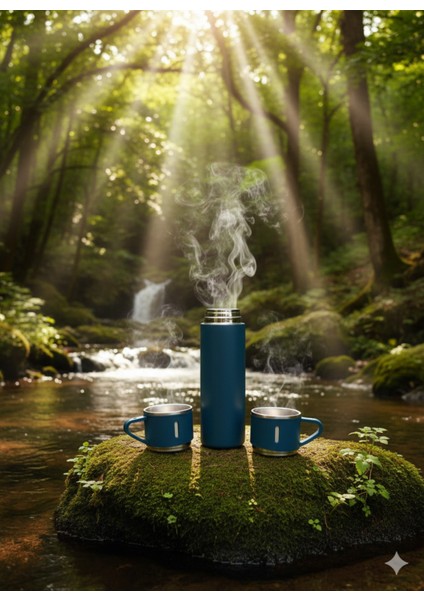 3 Bardaklı Termus, Paslanmaz Çelik Termos, Vakumlu Çanta Hediyeli Termos Içecek 500 ml Paslanmaz Çel