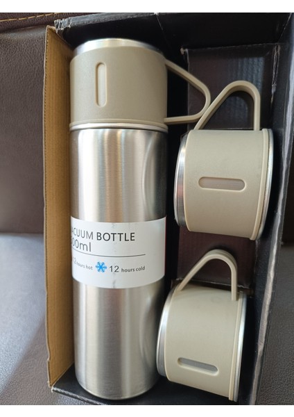 Çantalı 500ML 3 Parça Bardaklı Çelik Termos Seti (4767) - HLS4536-9749 0,89 L Çelik Çok Renkli