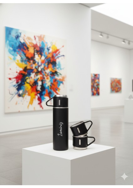 Kahve Termosu 500ML 3 Bardaklı Paslanmaz Çelik Çay Termosu Termos Seti Hediye Çantalı