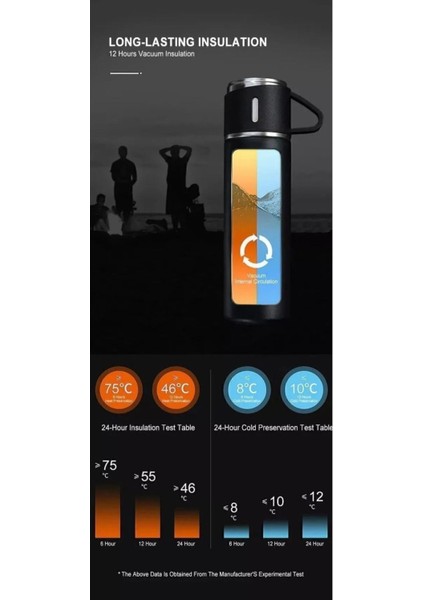 Paslanmaz Çelik Termos Mavi Renk 3 Bardaklı Termos Seti Vakumlu Termos Set Içecek 500 ml Paslanmaz Ç modelleri