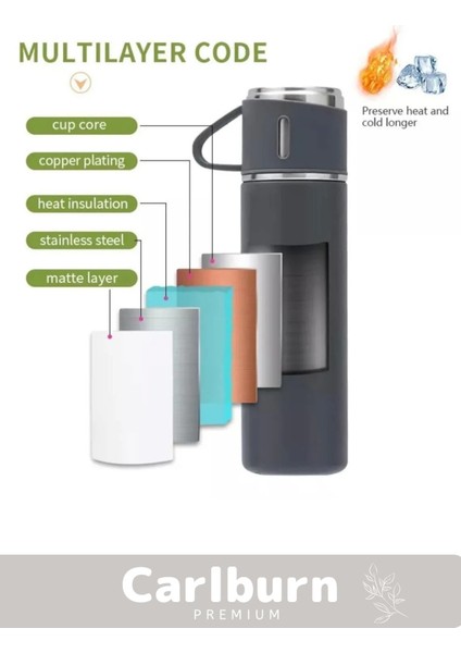 Özel Üretim Paslanmaz Çelik 3 Bardaklı Soğuk Sıcak Termos Vakumlu Termos Set Çanta Hediyeli 550 ml > fırsatları