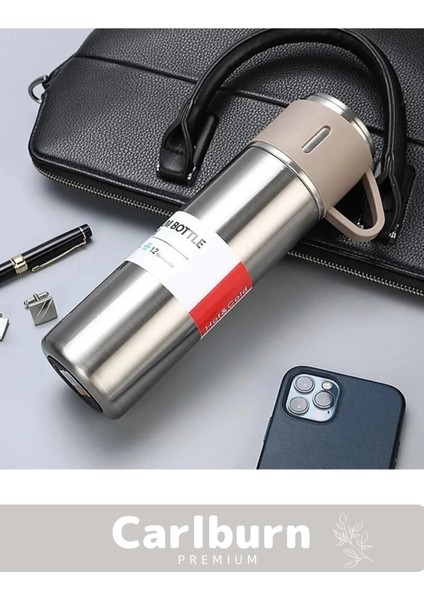 Özel Üretim Paslanmaz Çelik 3 Bardaklı Soğuk Sıcak Termos Vakumlu Termos Set Çanta Hediyeli 550 ml > indirimleri