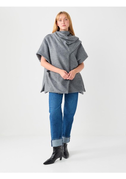 Grı Rahat Kesim Polar Örme Panço fiyatları