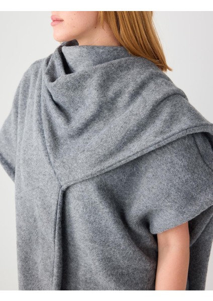 Grı Rahat Kesim Polar Örme Panço indirimleri