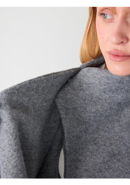 Grı Rahat Kesim Polar Örme Panço