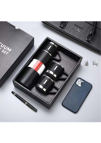 Premium Termos Seti 3 Bardaklı 500ML Paslanmaz Çelik Kahve Termosu Çantalı Hediye fiyatları