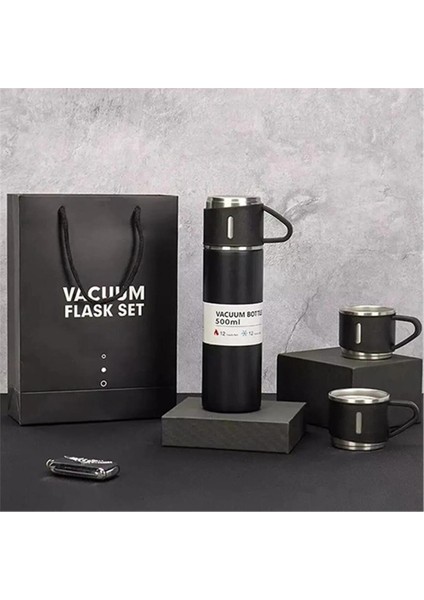 Premium Termos Seti 3 Bardaklı 500ML Paslanmaz Çelik Kahve Termosu Çantalı Hediye modelleri
