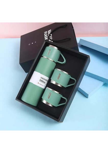 Paslanmaz Çelik Çift Katmanlı 500 ml 3 Bardaklı Set Termos Sıcak Soğuk Termos Içecek 500 ml Çelik gr fiyatları