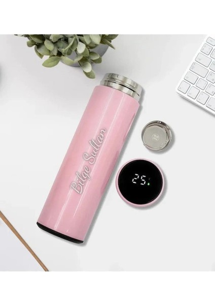 Özel Pink Özel Tasarım Dereceli Filtreli Çelik Termos Arkadaşa Sevgiliye Hediye