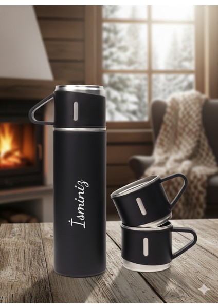 304 Çelik Termos Seti | 2 Bardaklı, 500 Ml, Uzun Süre Isı Koruma Resmi Distribütör Garantili 60 L Ço