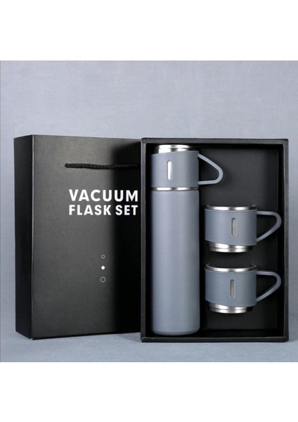 Paslanmaz Çelik Termos 3 Bardaklı Hediyelik Termos