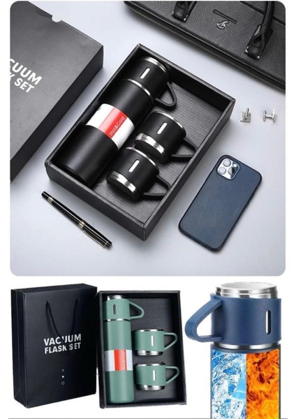 316 Paslanmaz Çelik 3 Bardaklı Vakumlu Termos Set 580 Ml, 12-24 Saate Kadar Isı Koruma >550 ml Içece fiyatları