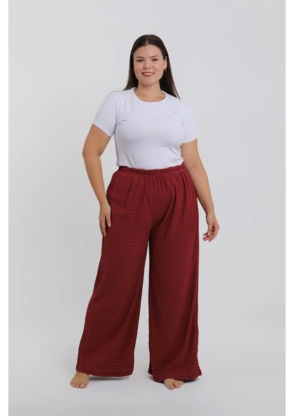 Kadın Büyük Beden Bordo Rahat Kesim Baggy Tek Alt fiyatları
