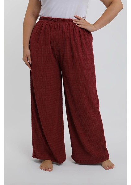 Kadın Büyük Beden Bordo Rahat Kesim Baggy Tek Alt modelleri