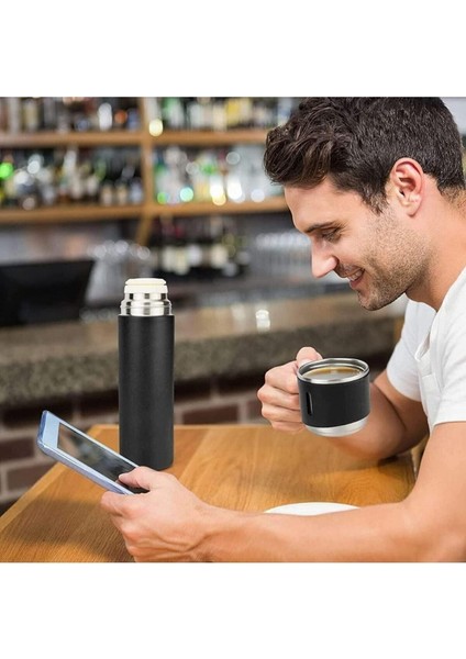 Termos 3 Bardaklı Set Termos 500ML Içecek 500 ml Çelik Siyah 12 Saat modelleri