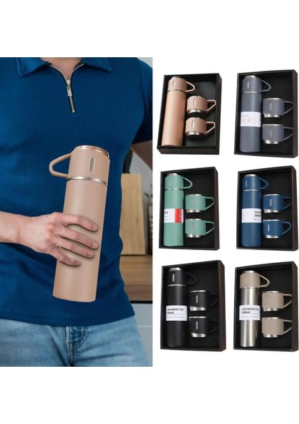 Çelik Termos 500ML 3 Bardaklı Set A+ Kalite Paslanmaz Çelik Kahve Termosu Çay Termosu Çantalı modelleri