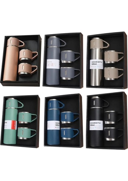 Çelik Termos 500ML 3 Bardaklı Set A+ Kalite Paslanmaz Çelik Kahve Termosu Çay Termosu Çantalı fırsatları