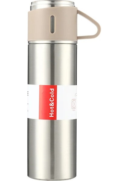 Çelik Termos 500ML 3 Bardaklı Set A+ Kalite Paslanmaz Çelik Kahve Termosu Çay Termosu Çantalı
