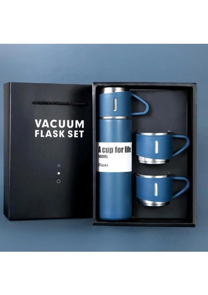 A+ Kalite Çelik Termos 500ML 3 Bardaklı Set Kahve Termosu Sıcak Tutan Termos Çanta Hediye fırsatları