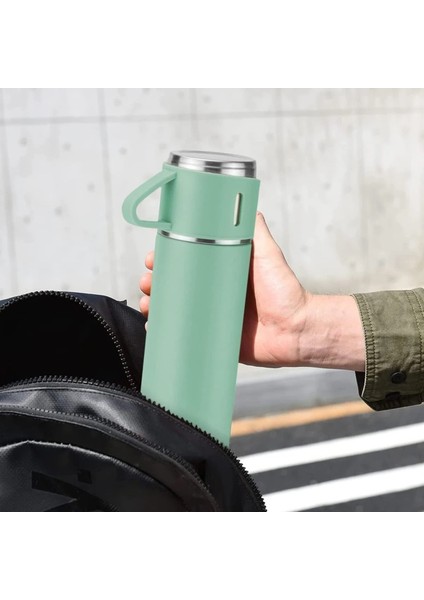 Premium 3 Bardaklı Çay Termosu 500ML Paslanmaz Çelik Kahve Termosu Çantalı Termos Seti modelleri