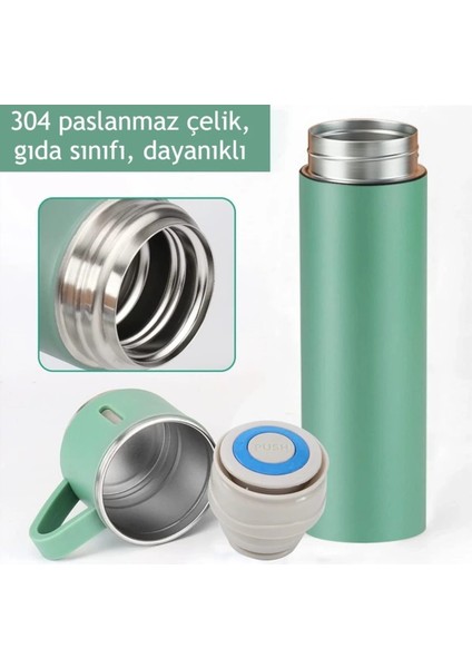Premium 3 Bardaklı Çay Termosu 500ML Paslanmaz Çelik Kahve Termosu Çantalı Termos Seti fırsatları