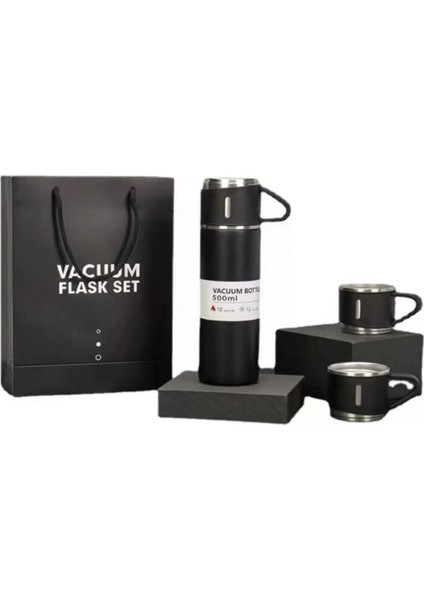 Paslanmaz Çelik 3 Bardaklı Vakumlu Termos Set 500 Ml, 12 Saate Kadar Isı Koruma Termos 0,50 L Içecek modelleri