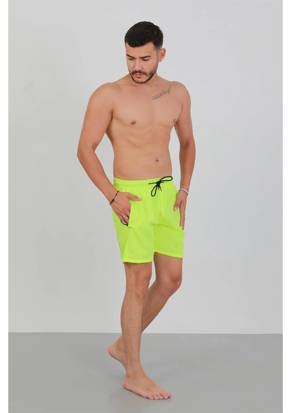 Erkek Fermuarlı Cepli Deniz Şortu Neon Yeşil fiyatları