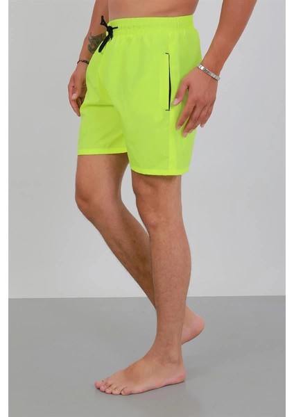 Erkek Fermuarlı Cepli Deniz Şortu Neon Yeşil indirimleri