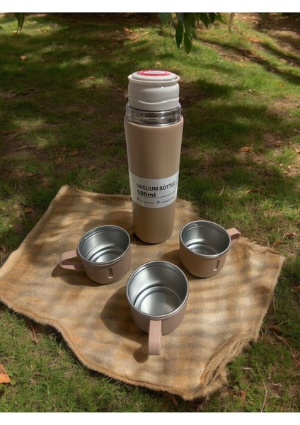 3 Bardaklı Termos Içecek Yok Paslanmaz Çelik Siyah 12 Saat indirimleri