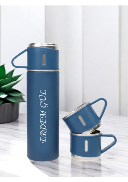 Paslanmaz Çelik 3 Bardaklı Siyah Renk Termos Seti / Çay Kahve Piknik Kamp >550 ml Içecek Paslanmaz Ç fiyatları