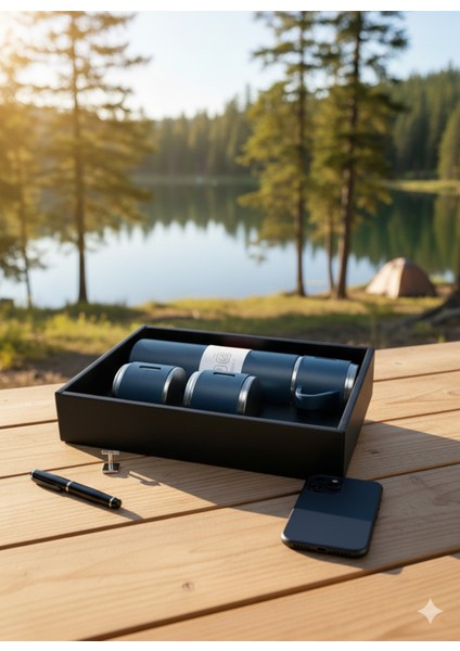 Paslanmaz Çelik Termos 3 Bardaklı Termos Seti Vakumlu Termos Set Çanta Hediyeli Içecek 500 ml Paslan