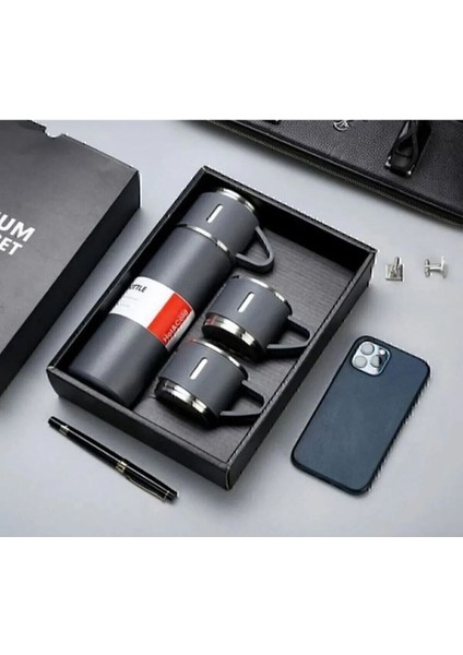 Termos Bardak 500ML 3 Bardaklı A+ Kalite Paslanmaz Çelik Kahve Çay Termosu Hediye Çantalı fiyatları