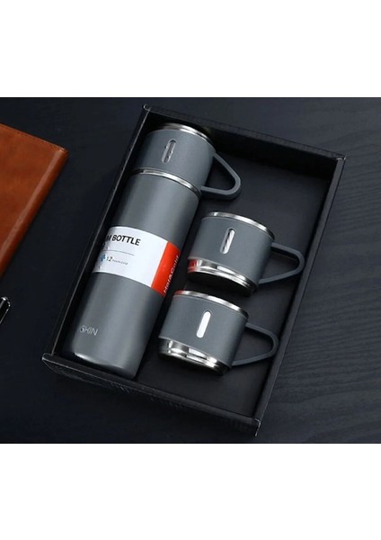 Termos Bardak 500ML 3 Bardaklı A+ Kalite Paslanmaz Çelik Kahve Çay Termosu Hediye Çantalı fırsatları