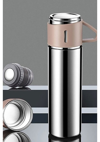 A+ Kalite Çelik Termos 500ML 3 Bardaklı Set Kahve Termosu Sıcak Tutan Termos Çantalı Hediye modelleri