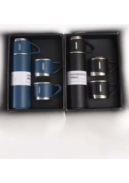 500 ml Termos 3 Bardaklı Set A+ Kalite Çelik Termos Bardak Kahve Termosu Hediye Çantalı modelleri
