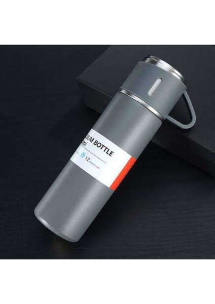 Paslanmaz Çelik Termos Sızdırmaz 3 Bardaklı Termos Seti 12 Saat Sıcak-Soğuk 500 ml Özel Kutulu Pembe