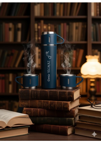 3 Bardaklı Termos Set 500ML A+ Kalite Çelik Termos Kahve Çay Termosu Hediye Çantalı