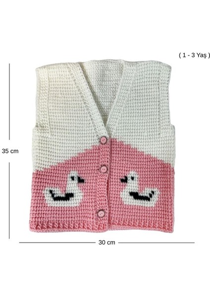 5585 El Örgüsü Ördek Desenli Örgü Yelek - 1 - 3 Yaş fiyatları