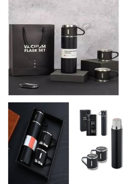 Termos 3 Bardaklı Vacuum Bottle Içecek 500 ml Paslanmaz Çelik Gri 12 Saat fiyatları