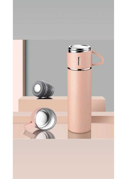 Bir Takım Üçlü Vakumlu Paslanmaz Çelik Yalıtımlı Termos 3ADET Bardaklı Hediye Kutusuyla Içecek 500 M
