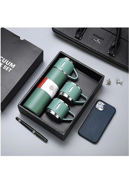 500 ml Çelik Termos 3 Bardaklı Set Premium Kahve Termosu Çay Termosu Hediye Çantalı modelleri
