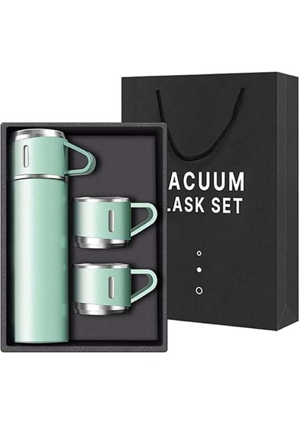 A+ Kalite 3 Bardaklı Çelik Termos 500ML Sıcak Tutan Kahve Çay Termosu Çanta Hediye fiyatları