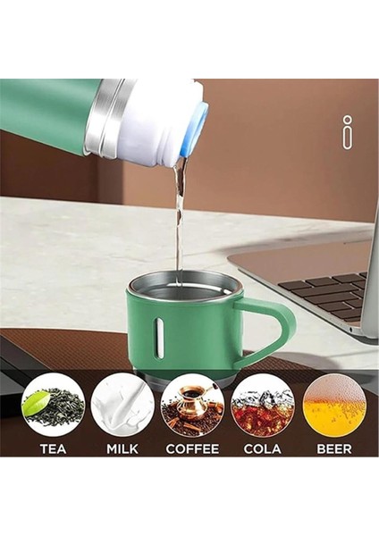A+ Kalite 3 Bardaklı Çelik Termos 500ML Sıcak Tutan Kahve Çay Termosu Çanta Hediye modelleri