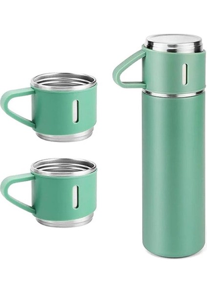 A+ Kalite 3 Bardaklı Çelik Termos 500ML Sıcak Tutan Kahve Çay Termosu Çanta Hediye indirimleri