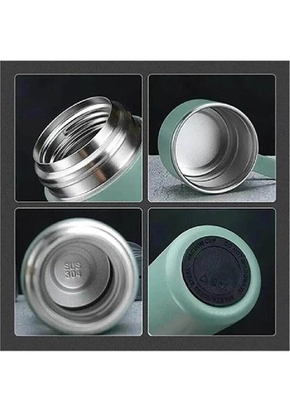 A+ Kalite 3 Bardaklı Çelik Termos 500ML Sıcak Tutan Kahve Çay Termosu Çanta Hediye